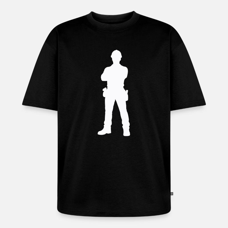 Construction Worker Construction Silhouette - Unisex Premium Oversized Organic T-Shirt - black