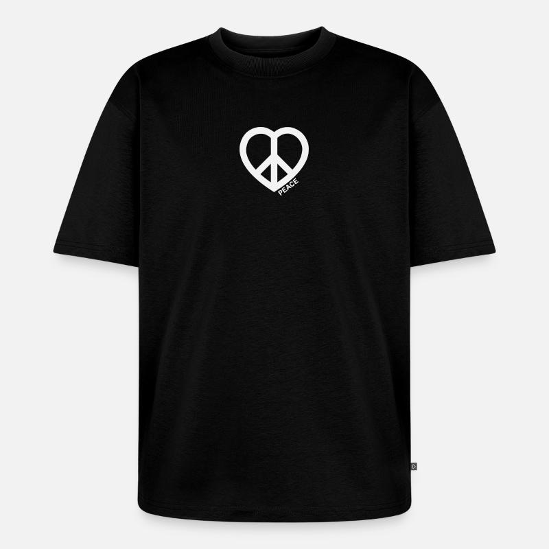 Herz Peace Symbol - Unisex Premium Oversized Bio T-Shirt - Schwarz