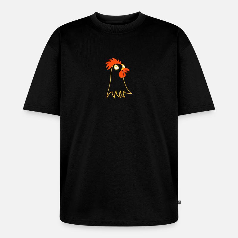 Henne / hen (Kopf, 3c) - Unisex Premium Oversized Bio T-Shirt - Schwarz
