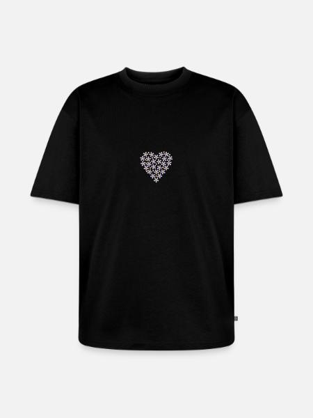 Blümchenherz / heart of daisies (2c) - Unisex Premium Oversized Bio T-Shirt - Schwarz