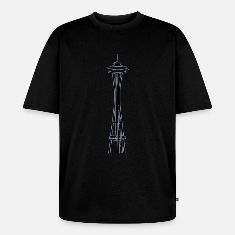 Space Needle in Seattle 2 - Unisex Premium Oversized Organic T-Shirt - black