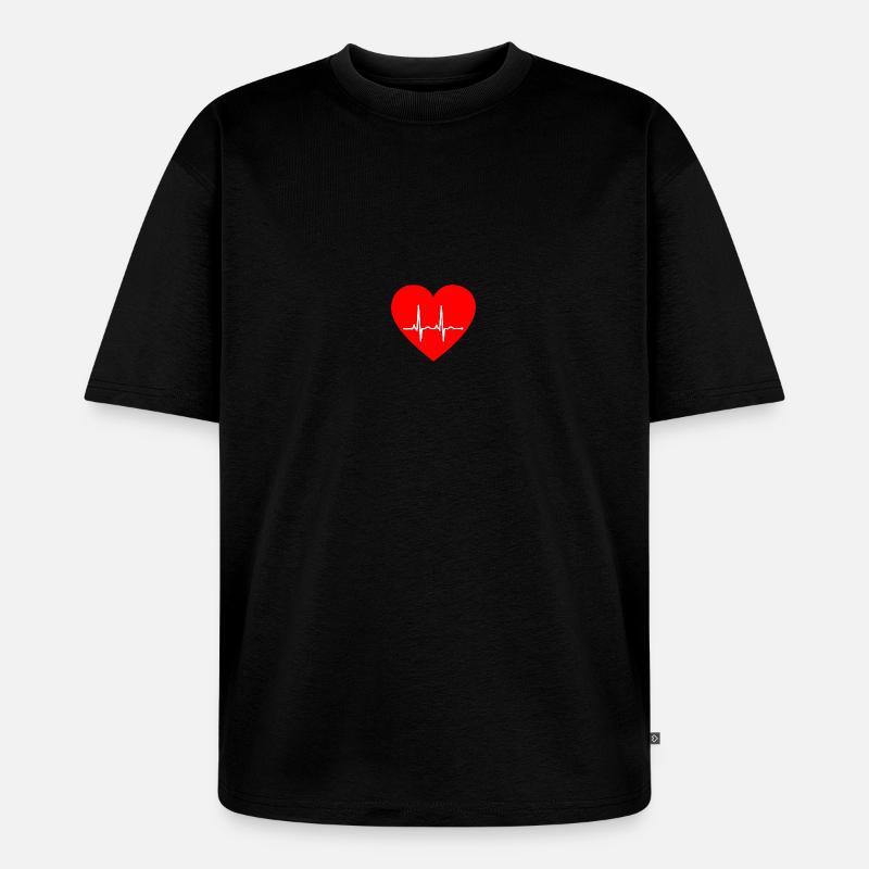 Herz Ekg - Unisex Premium Oversized Bio T-Shirt - Schwarz