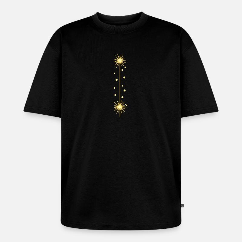 Lignes de feux d’artifice dorées - T-shirt Premium bio oversize Unisexe - noir