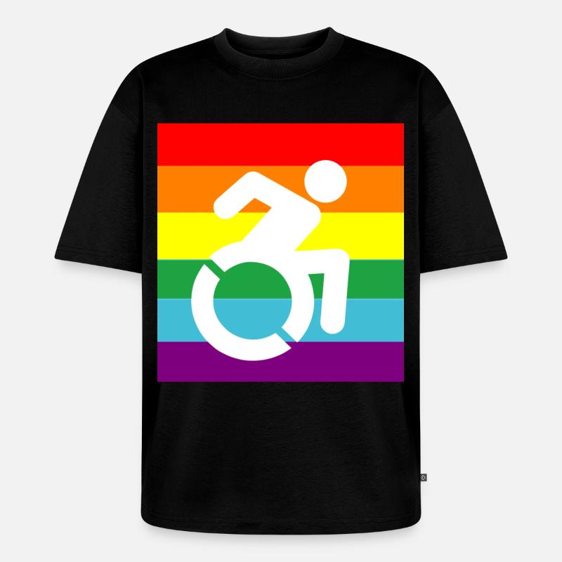 Behinderte, Schwule, Rollstuhl, Pride, LGBTQ # - Unisex Premium Oversized Bio T-Shirt - Schwarz