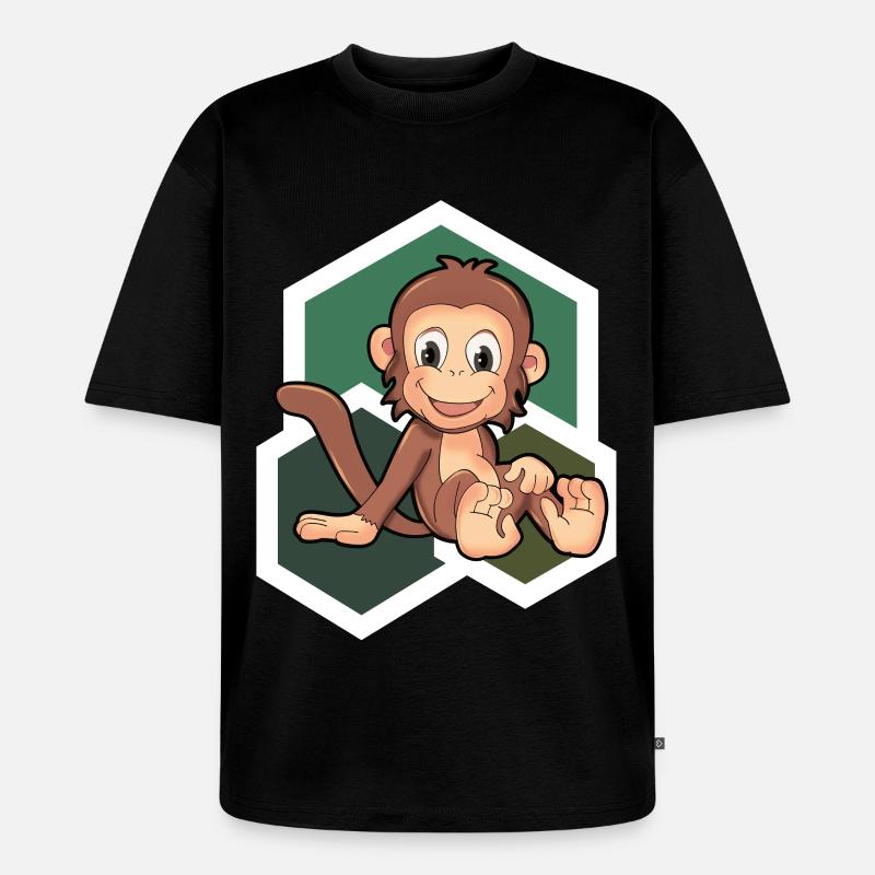 Süßes Äffchen - Unisex Premium Oversized Bio T-Shirt - Schwarz