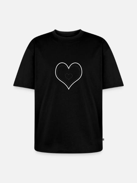 Minimal Heart Duo Outline - Unisex Premium Oversized Organic T-Shirt - black