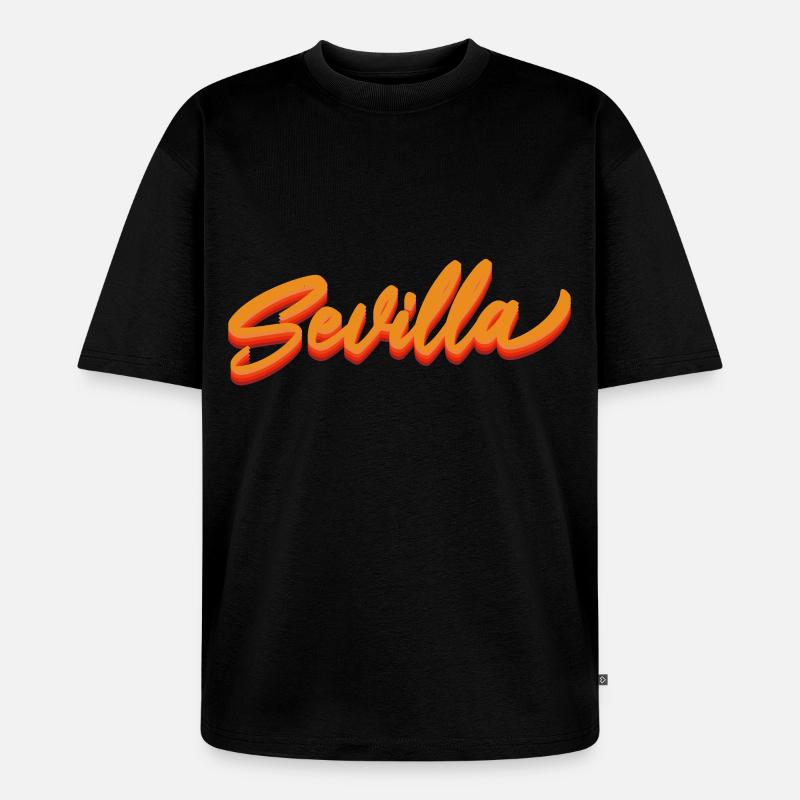 Sevilla Gradient Script Logo - T-shirt Premium bio oversize Unisexe - noir