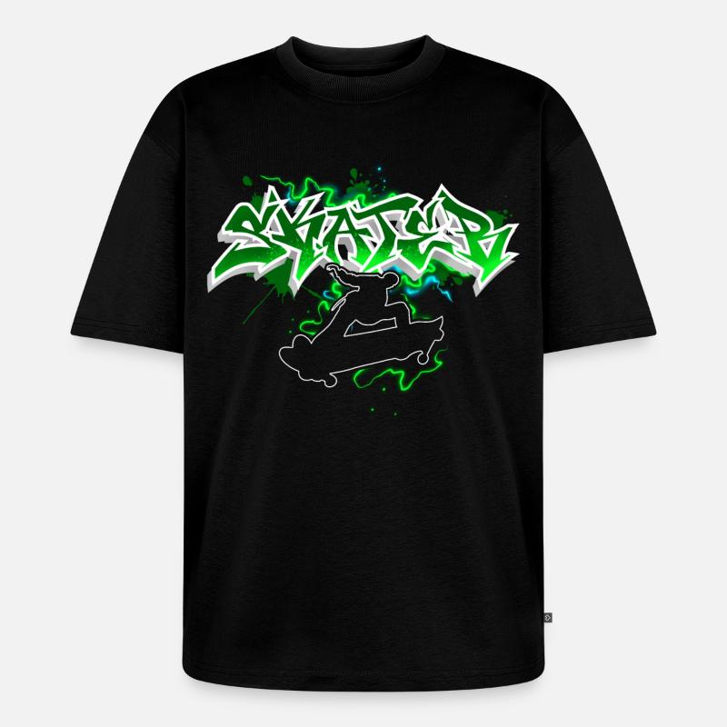 Skater Graffiti - Unisex Premium Oversized Bio T-Shirt - Schwarz