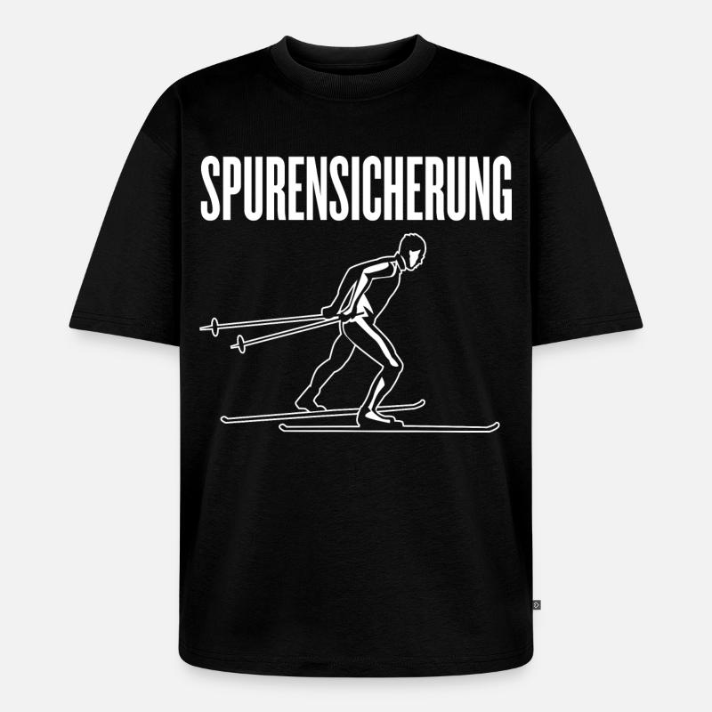 Langlauf Langläufer Langlaufen Spurensicherung - Unisex Premium Oversized Bio T-Shirt - Schwarz