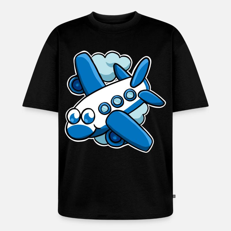 Flugzeug - Unisex Premium Oversized Bio T-Shirt - Schwarz