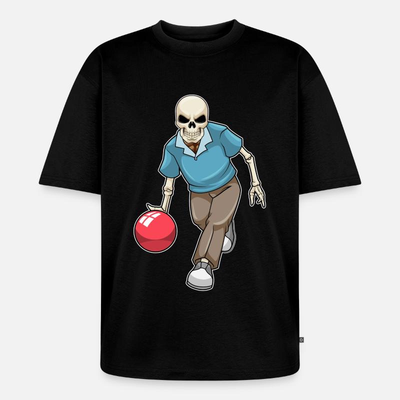 Boule de bowling squelette - T-shirt Premium bio oversize Unisexe - noir