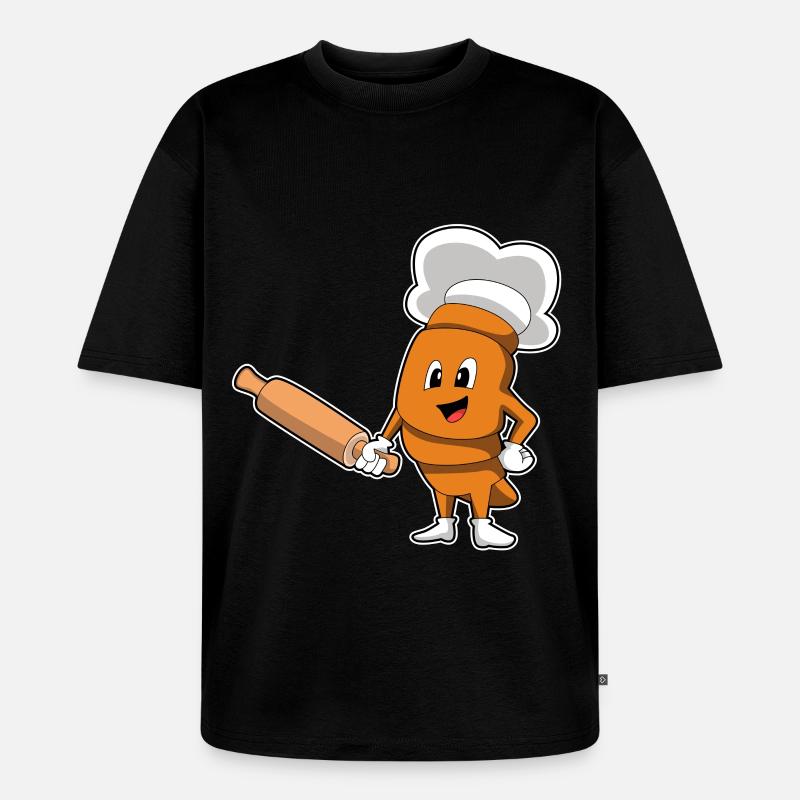 Brot Bäcker Nudelholz Backen - Unisex Premium Oversized Bio T-Shirt - Schwarz