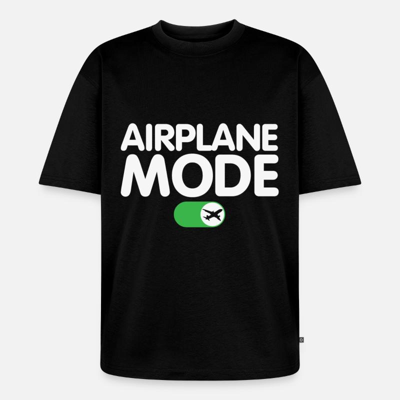Flugzeugmodus auf lustigem Pilotendesign - Unisex Premium Oversized Bio T-Shirt - Schwarz