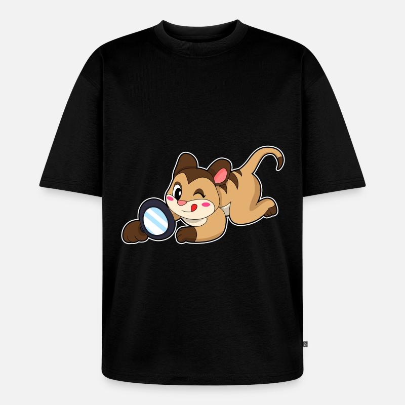Erdmännchen mit Lupe - Unisex Premium Oversized Bio T-Shirt - Schwarz
