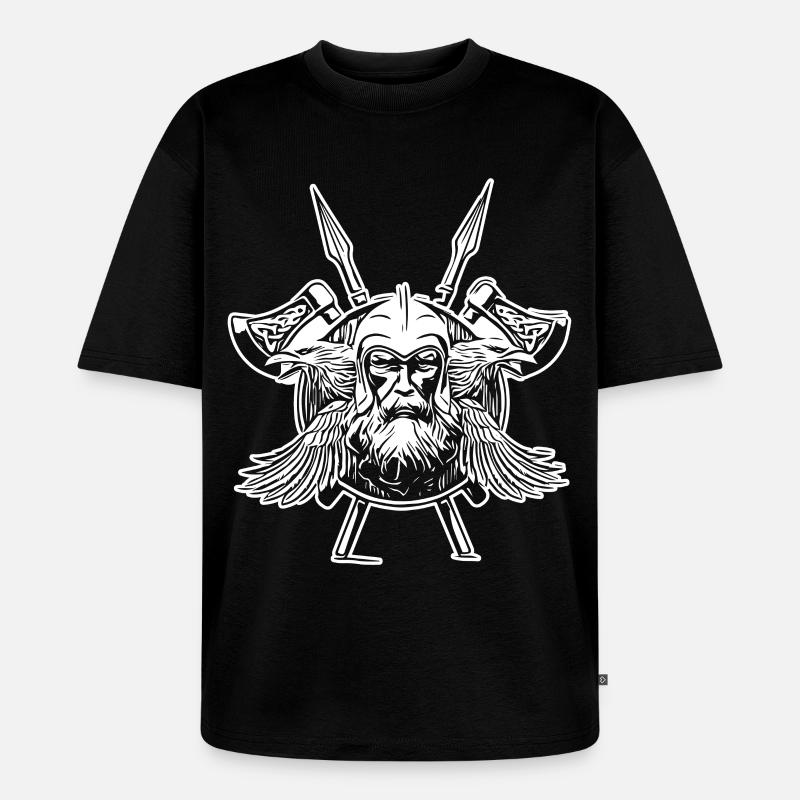 Odin Raben Wikinger Äxte - Unisex Premium Oversized Bio T-Shirt - Schwarz