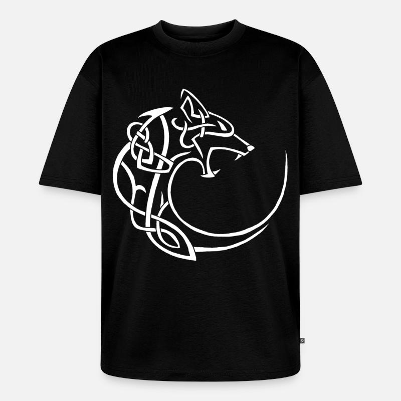 Weißer Mondwolf - Unisex Premium Oversized Bio T-Shirt - Schwarz