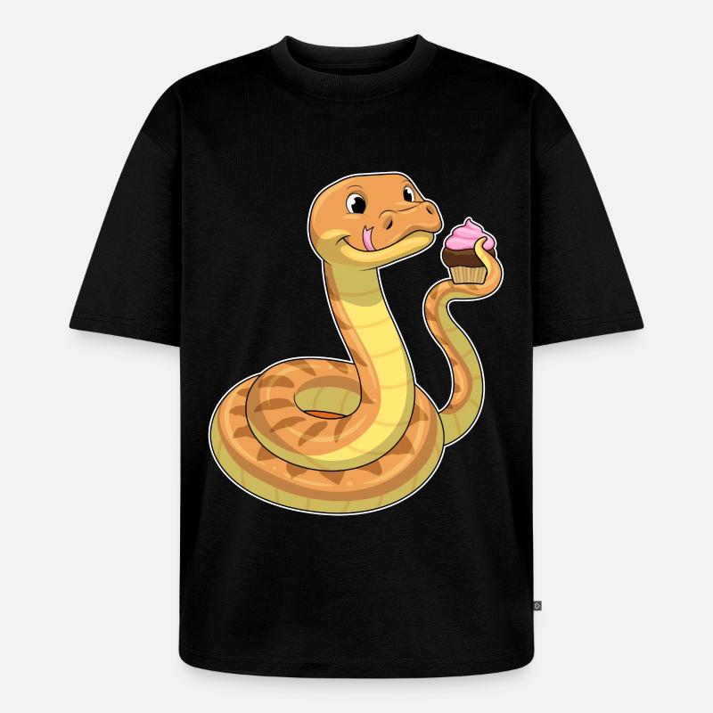 Schlange mit Muffin - Unisex Premium Oversized Bio T-Shirt - Schwarz