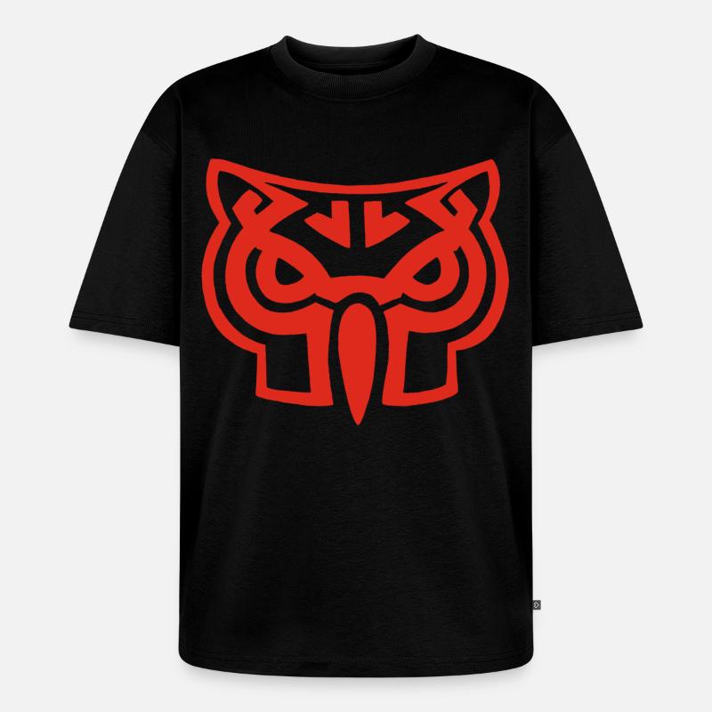 Roter Eulenkopf - Unisex Premium Oversized Bio T-Shirt - Schwarz