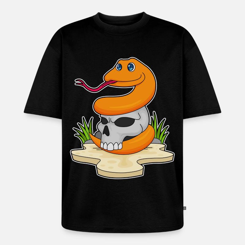 Serpent avec crâne - T-shirt Premium bio oversize Unisexe - noir