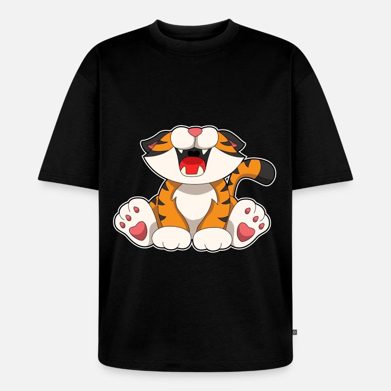 Brüllender Tiger - Unisex Premium Oversized Bio T-Shirt - Schwarz