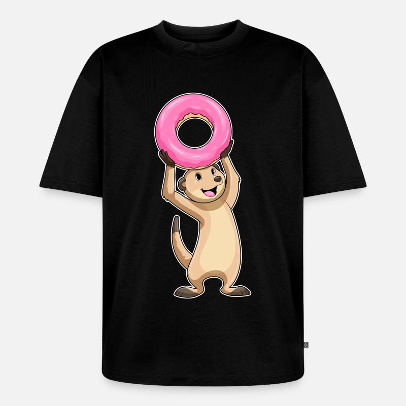 Erdmännchen Donut - Unisex Premium Oversized Bio T-Shirt - Schwarz