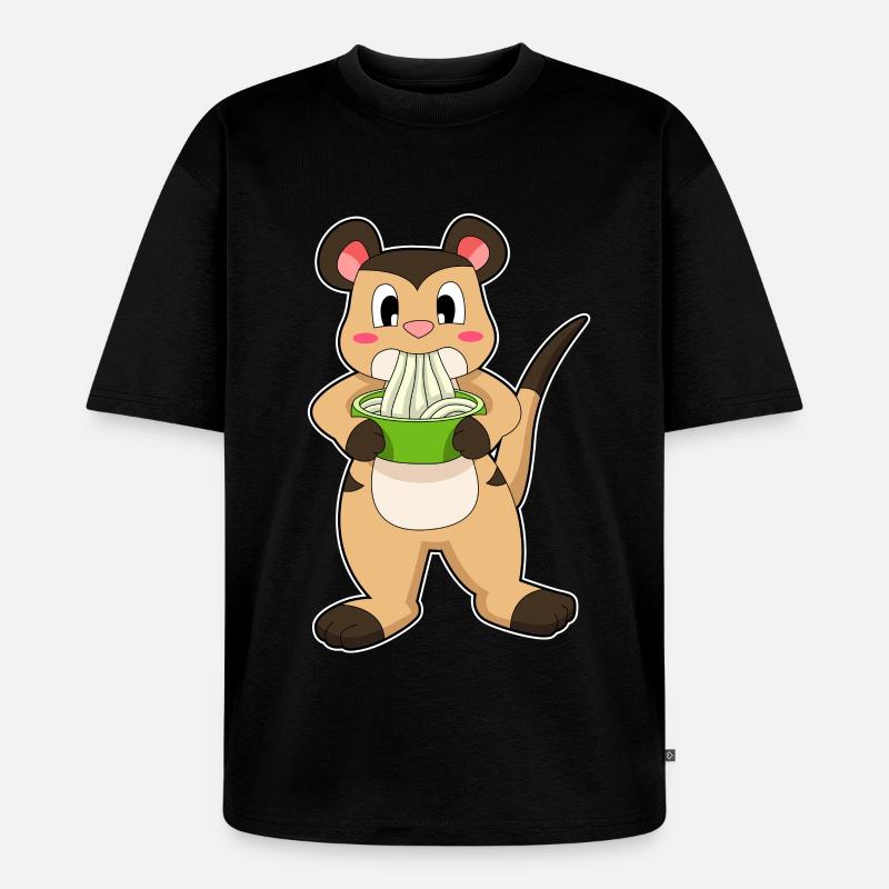 Erdmännchen mit Ramen - Unisex Premium Oversized Bio T-Shirt - Schwarz