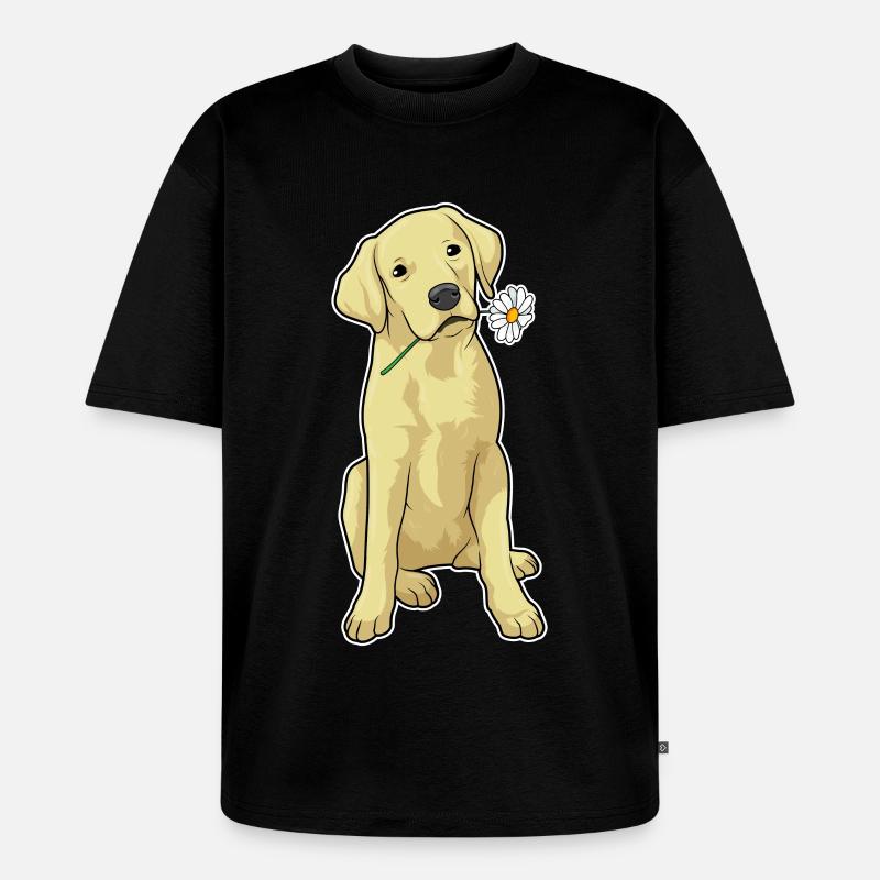 Labrador Gänseblümchen - Unisex Premium Oversized Bio T-Shirt - Schwarz