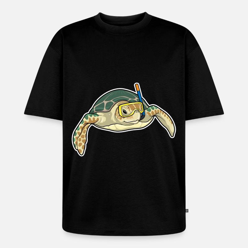 Turtle Diver Snorkel - T-shirt Premium bio oversize Unisexe - noir