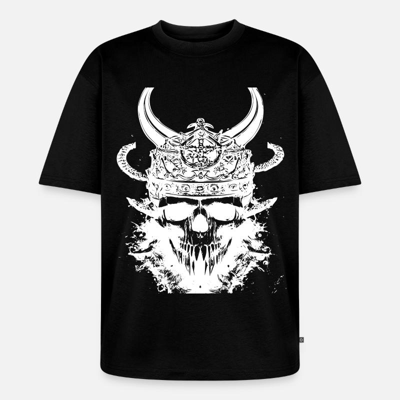 Wikinger Schädel - Unisex Premium Oversized Bio T-Shirt - Schwarz