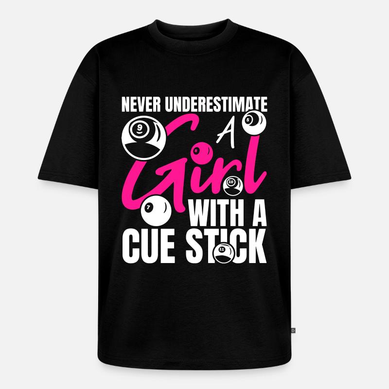 Mädchen mit Billardqueue - Unisex Premium Oversized Bio T-Shirt - Schwarz