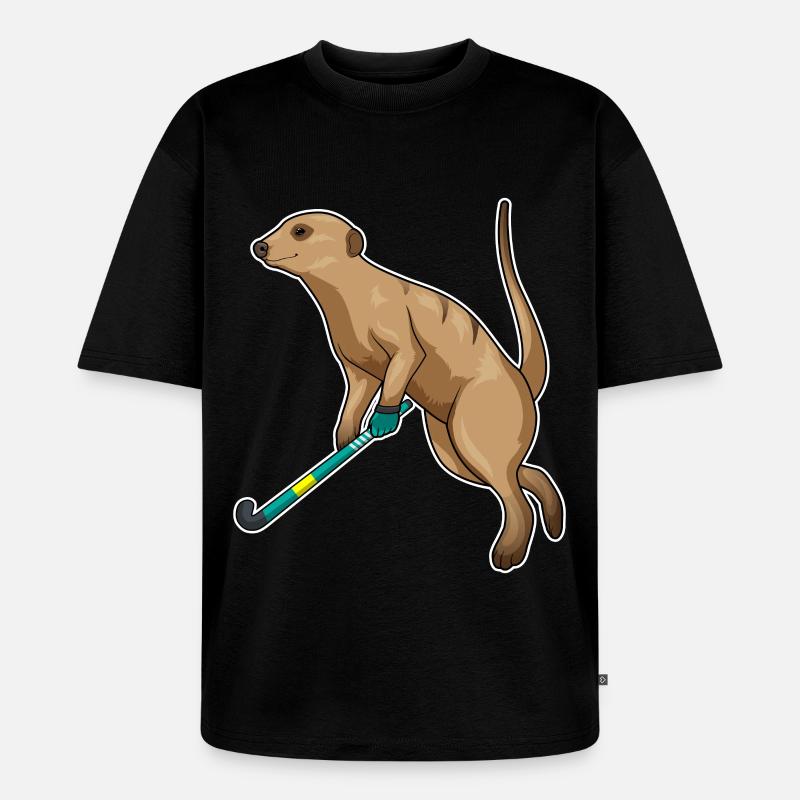 Erdmännchen Feldhockey Feldhockeyschläger - Unisex Premium Oversized Bio T-Shirt - Schwarz