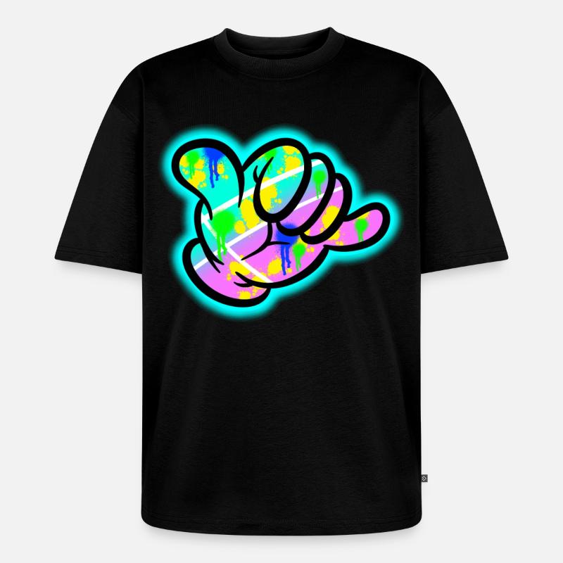 Shaka Graffiti Farbexplosion - Unisex Premium Oversized Bio T-Shirt - Schwarz