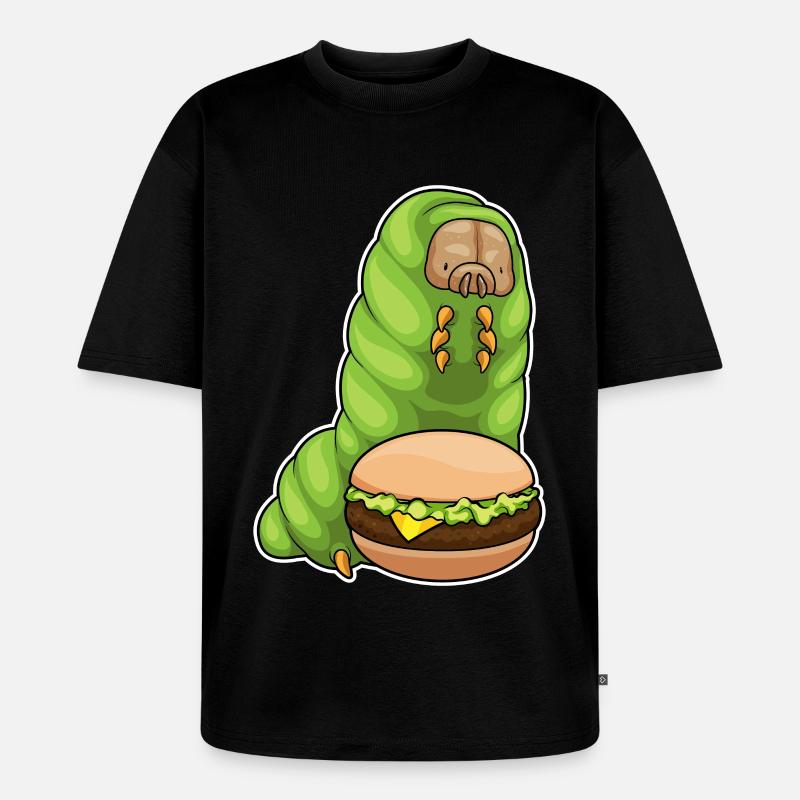 Raupe Cheeseburger - Unisex Premium Oversized Bio T-Shirt - Schwarz