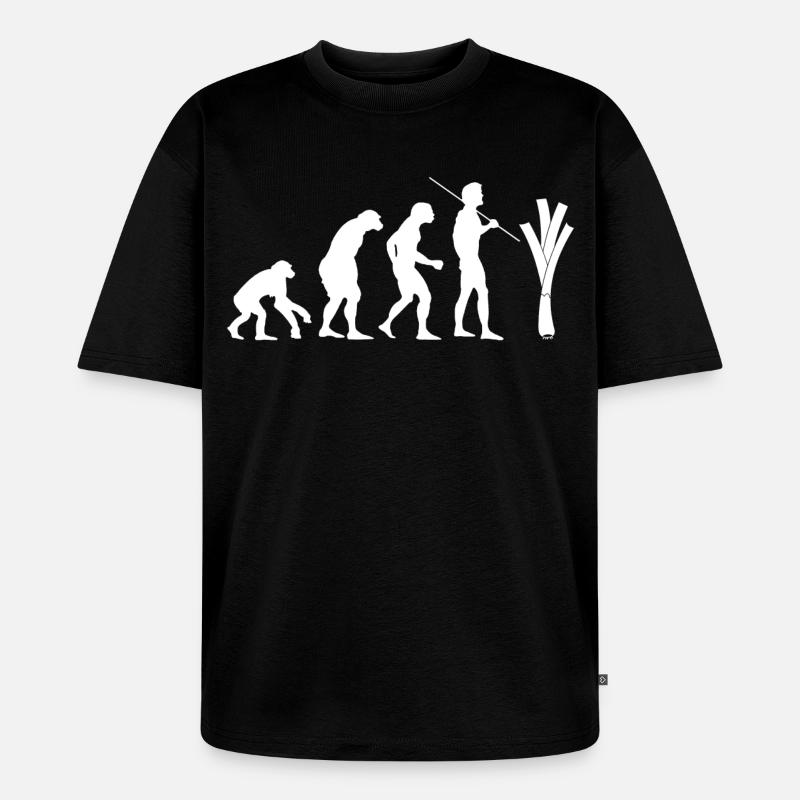 évolution du poireau (blanc) - T-shirt Premium bio oversize Unisexe - noir