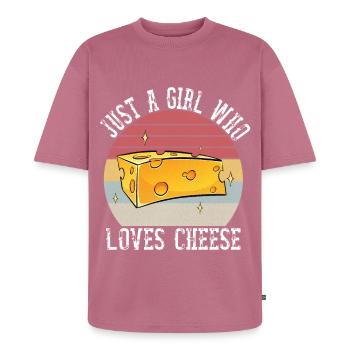 Just A Girl Who Loves Cheese Shirt Cheese Lover - Unisex Premium Oversized Bio T-Shirt - Mauve - Vorne - Thijin (182cm) & Selfina (174cm)