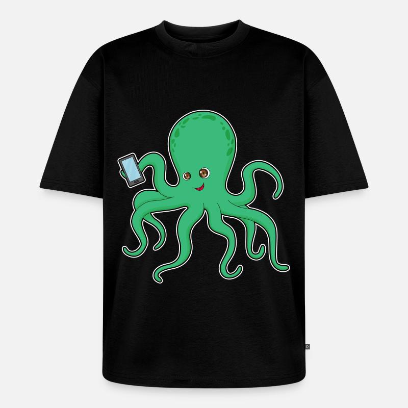 Krake Handy - Unisex Premium Oversized Bio T-Shirt - Schwarz