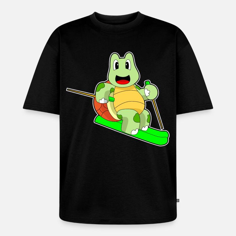 Turtle Skier Ski - T-shirt Premium bio oversize Unisexe - noir