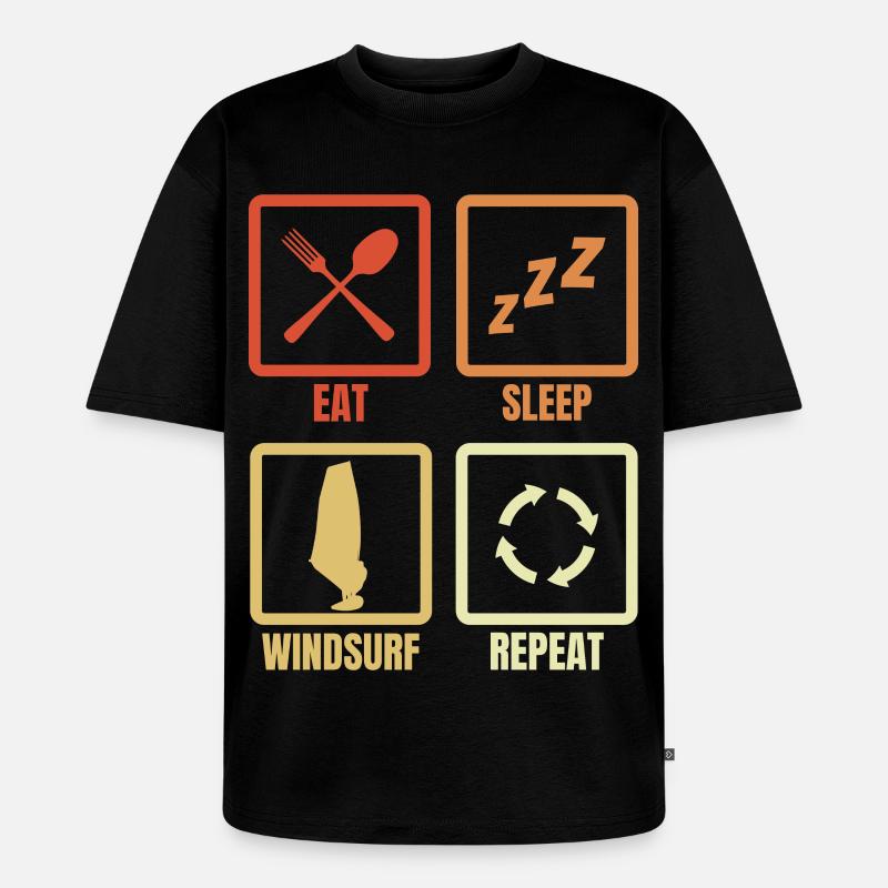 Windsurfen Zeitplan - Unisex Premium Oversized Bio T-Shirt - Schwarz
