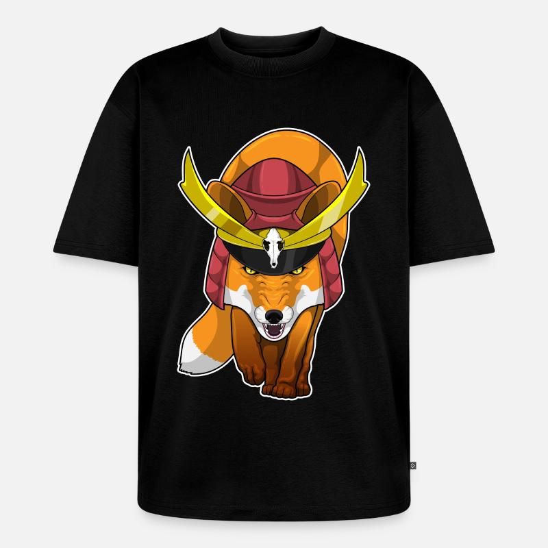 Fuchs Samurai Kampfkunst - Unisex Premium Oversized Bio T-Shirt - Schwarz