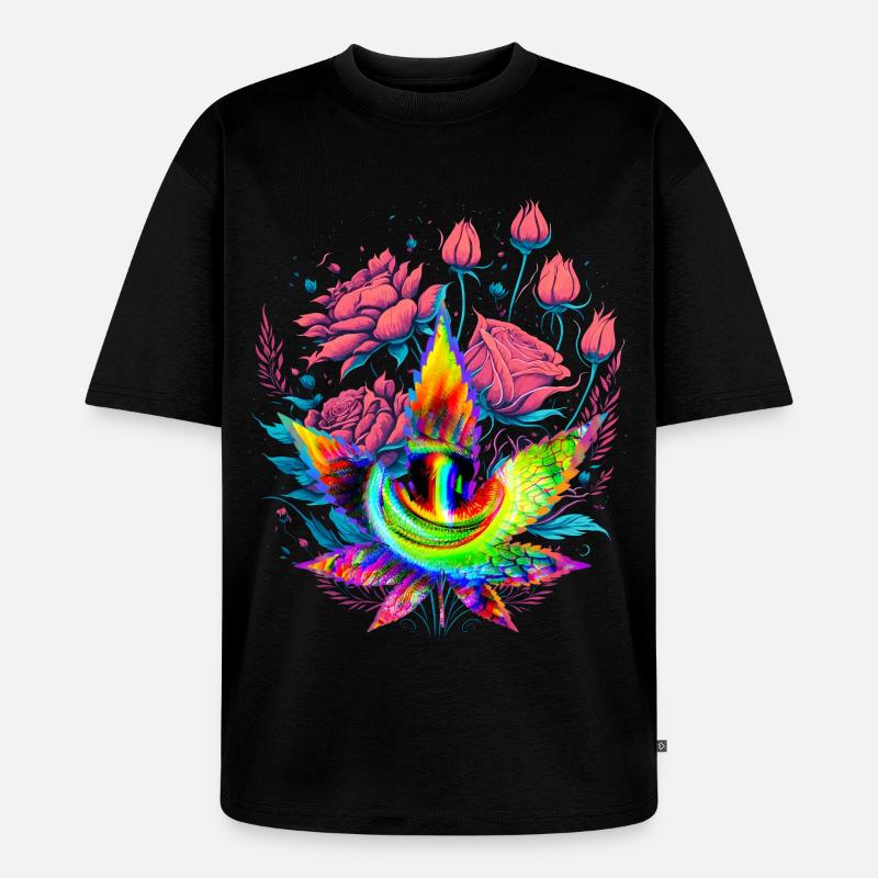 Psychedelisches Cannabisblatt mit Drachenauge - Unisex Premium Oversized Bio T-Shirt - Schwarz
