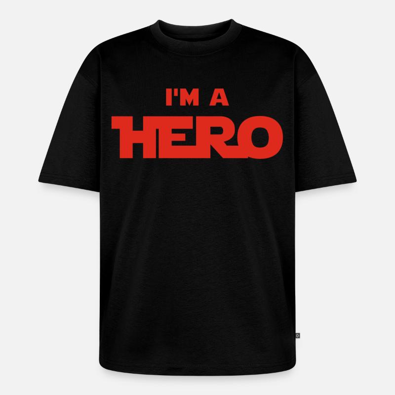 Ich bin ein Held (rot) - Unisex Premium Oversized Bio T-Shirt - Schwarz