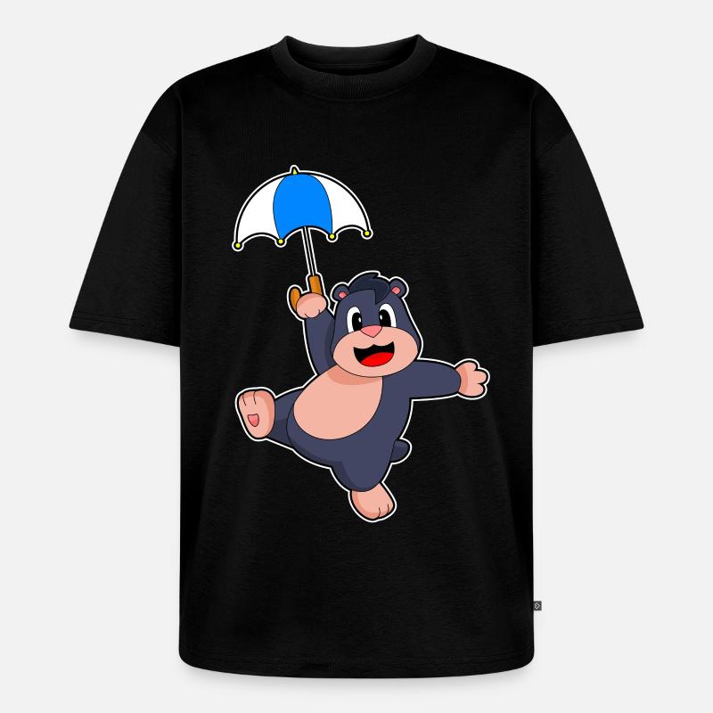 Maulwurf Regenschirm - Unisex Premium Oversized Bio T-Shirt - Schwarz