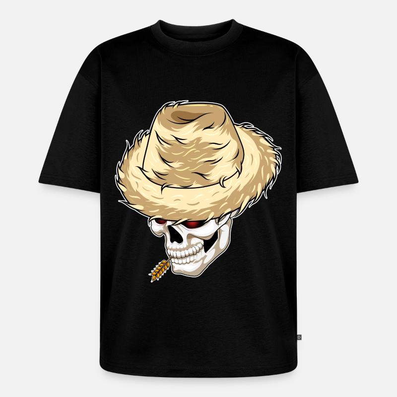Skull Farmer Blé - T-shirt Premium bio oversize Unisexe - noir