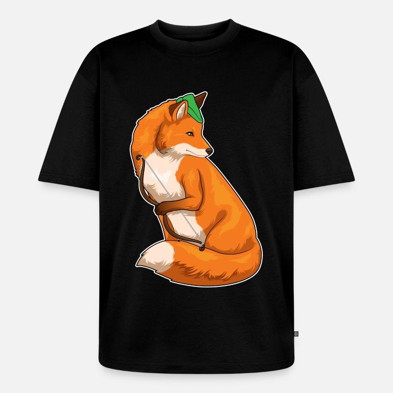 Fuchs Bogenschütze Bogen - Unisex Premium Oversized Bio T-Shirt - Schwarz