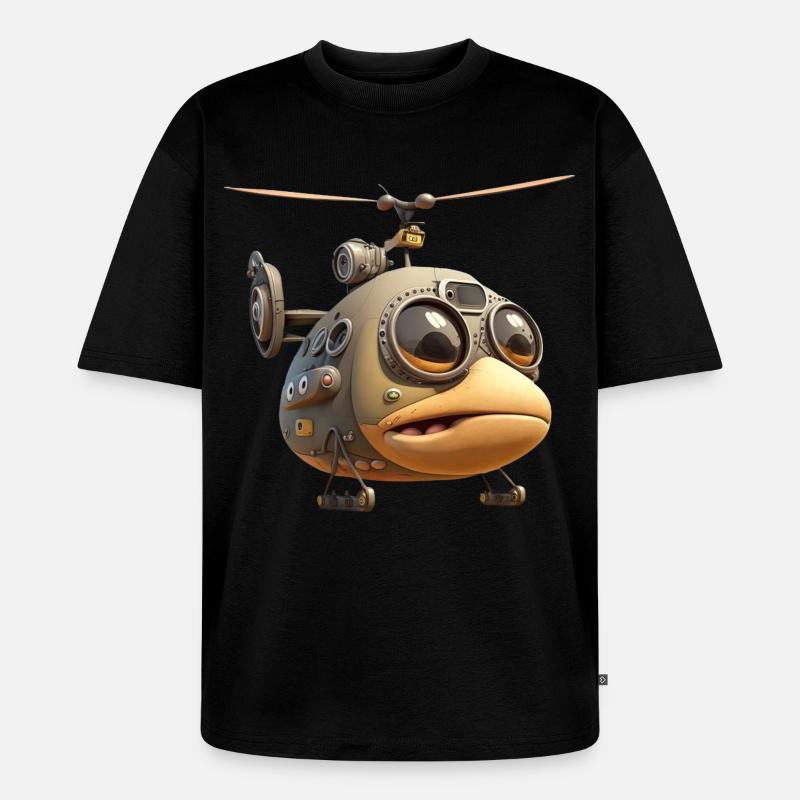 Comic Hubschrauber - Unisex Premium Oversized Bio T-Shirt - Schwarz