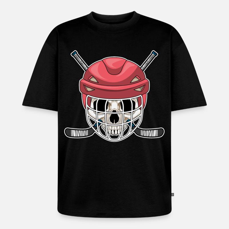 Totenkopf Eishockey Eishockeyschläger - T-shirt Premium bio oversize Unisexe - noir