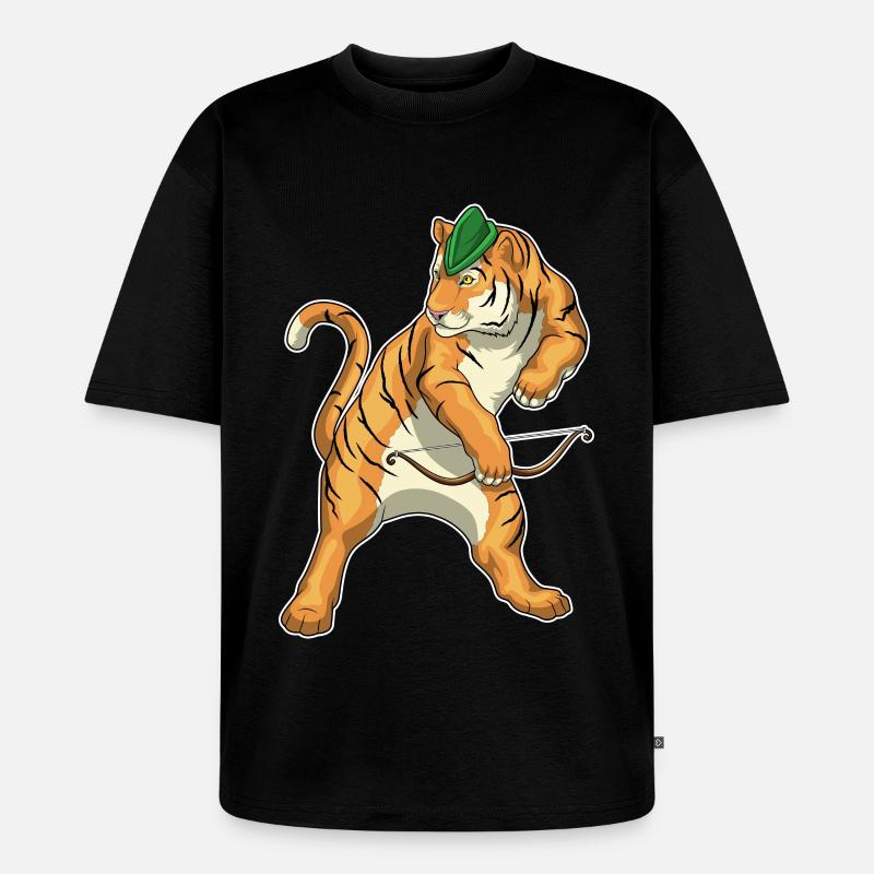 Tiger Bogenschütze Bogen - Unisex Premium Oversized Bio T-Shirt - Schwarz