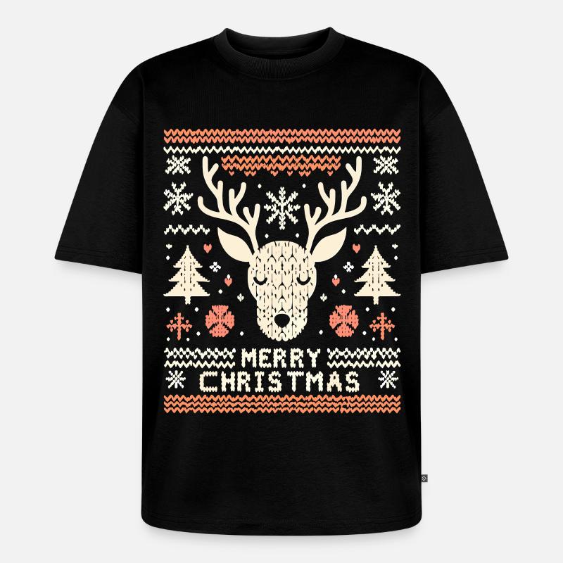 Pull de Noël moche renne - T-shirt Premium bio oversize Unisexe - noir