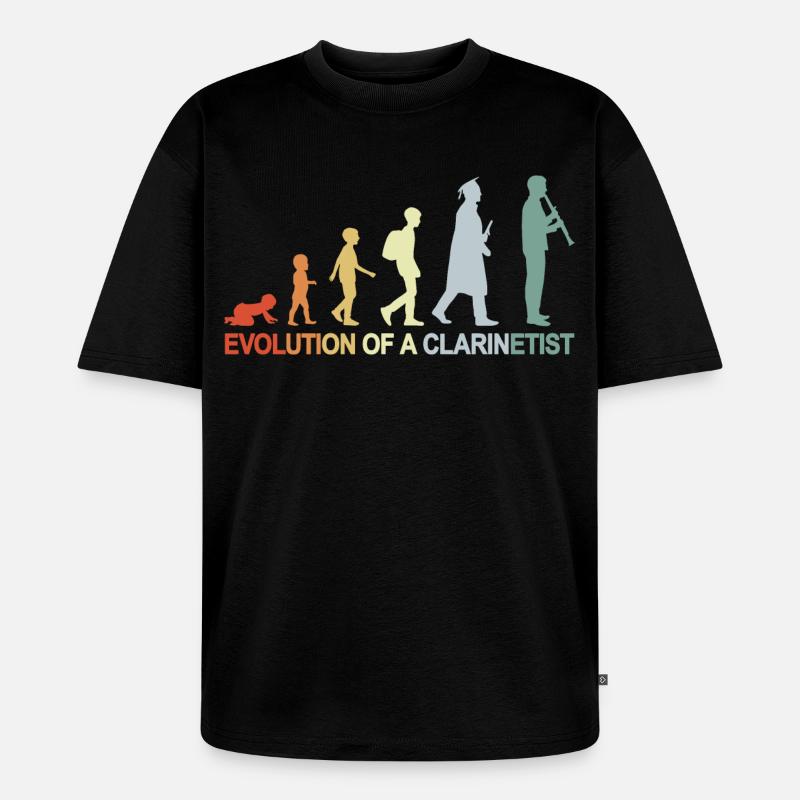 Évolution de la clarinette - T-shirt Premium bio oversize Unisexe - noir