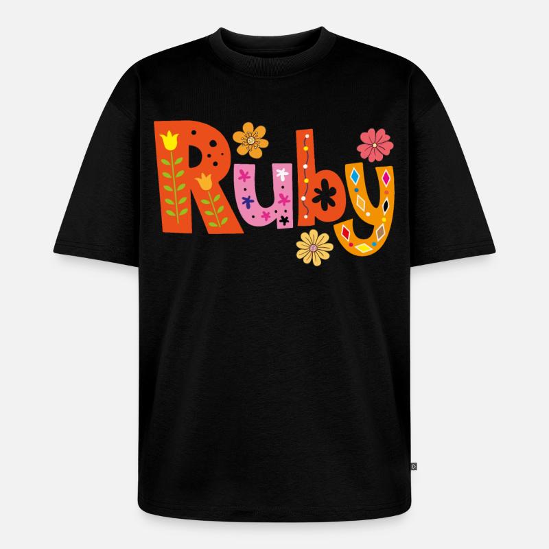 Personalized Ruby Name - Unisex Premium Oversized Organic T-Shirt - black